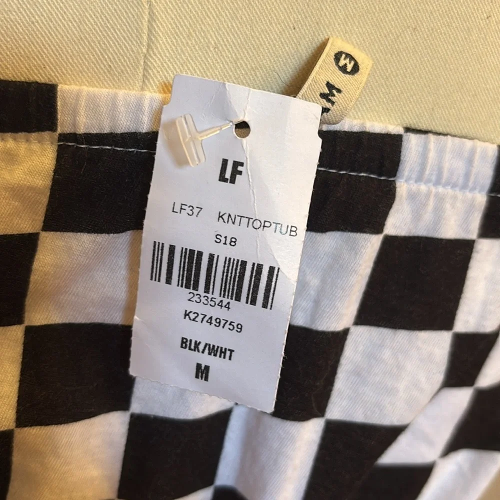 Emma & Sam | Black & White Checkered Cotton Tube Top Retro Classic Top NWT - Picture 4 of 9